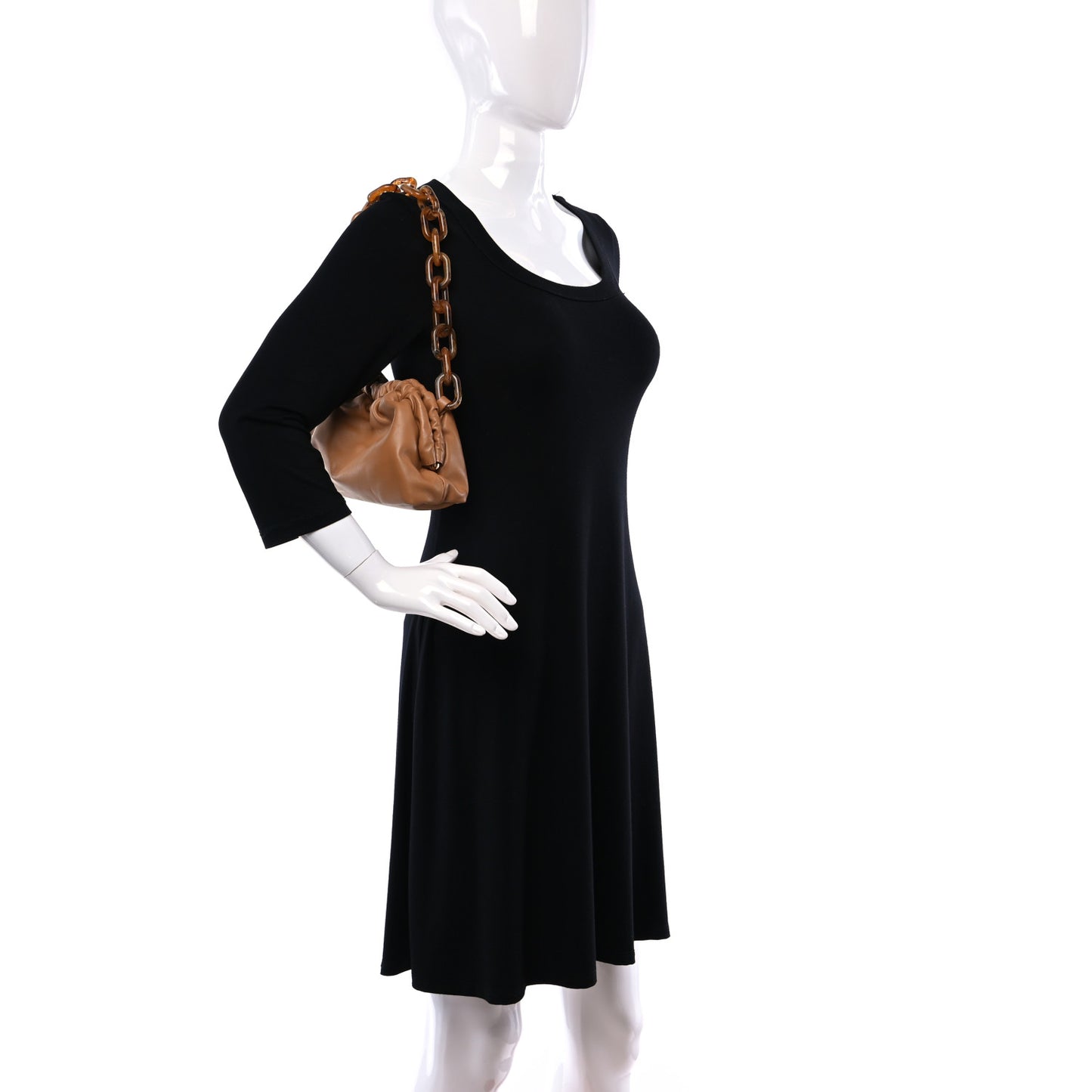 Lambskin Mini Twist Cloud Chain Clutch Caramel