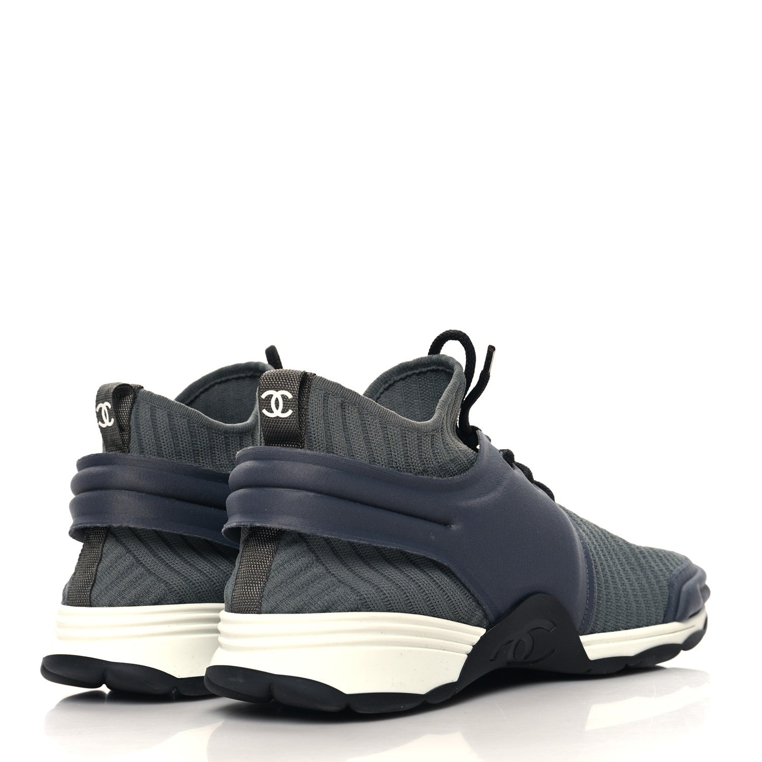 Chanel Stretch Fabric CC Sneakers 39.5 Grey 5 of 10