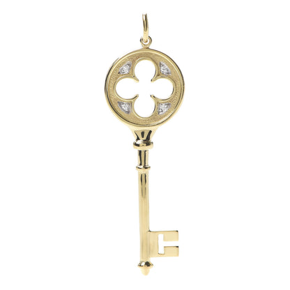 Tiffany 18K Yellow Gold Diamond Quatrefoil Key Pendant 1 of 3