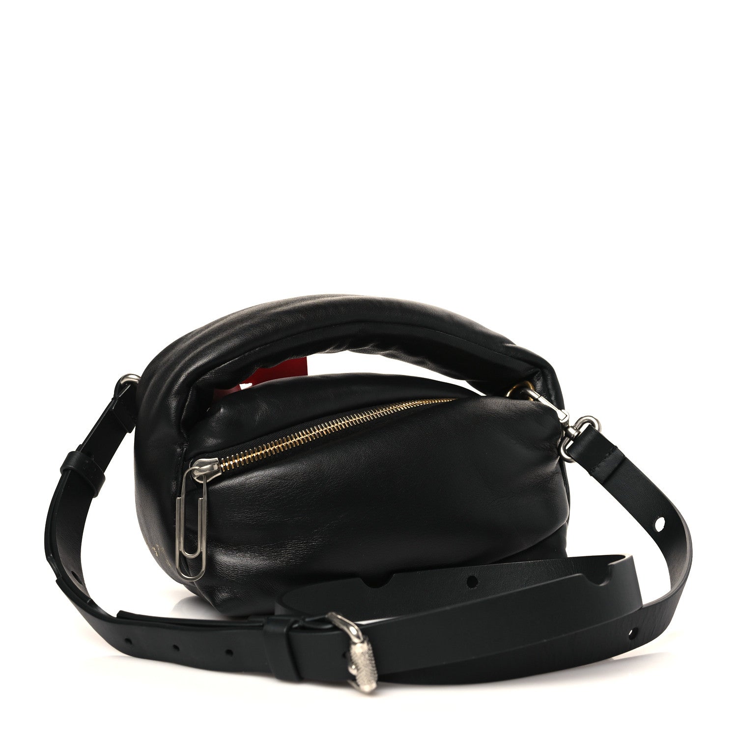 Off-White Calfskin Puffy Pump Pouch Crossbody Bag Black 3 of 10