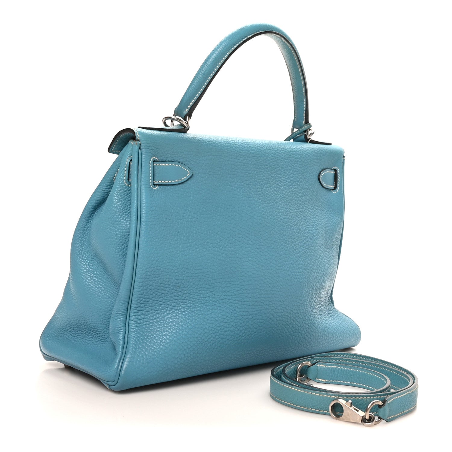 Hermes Togo Kelly Retourne 28 Bleu Jean 3 of 10