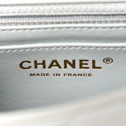Chanel Lambskin Enamel Pearl Quilted Mini Charm Me Square Flap Light Blue 6 of 10