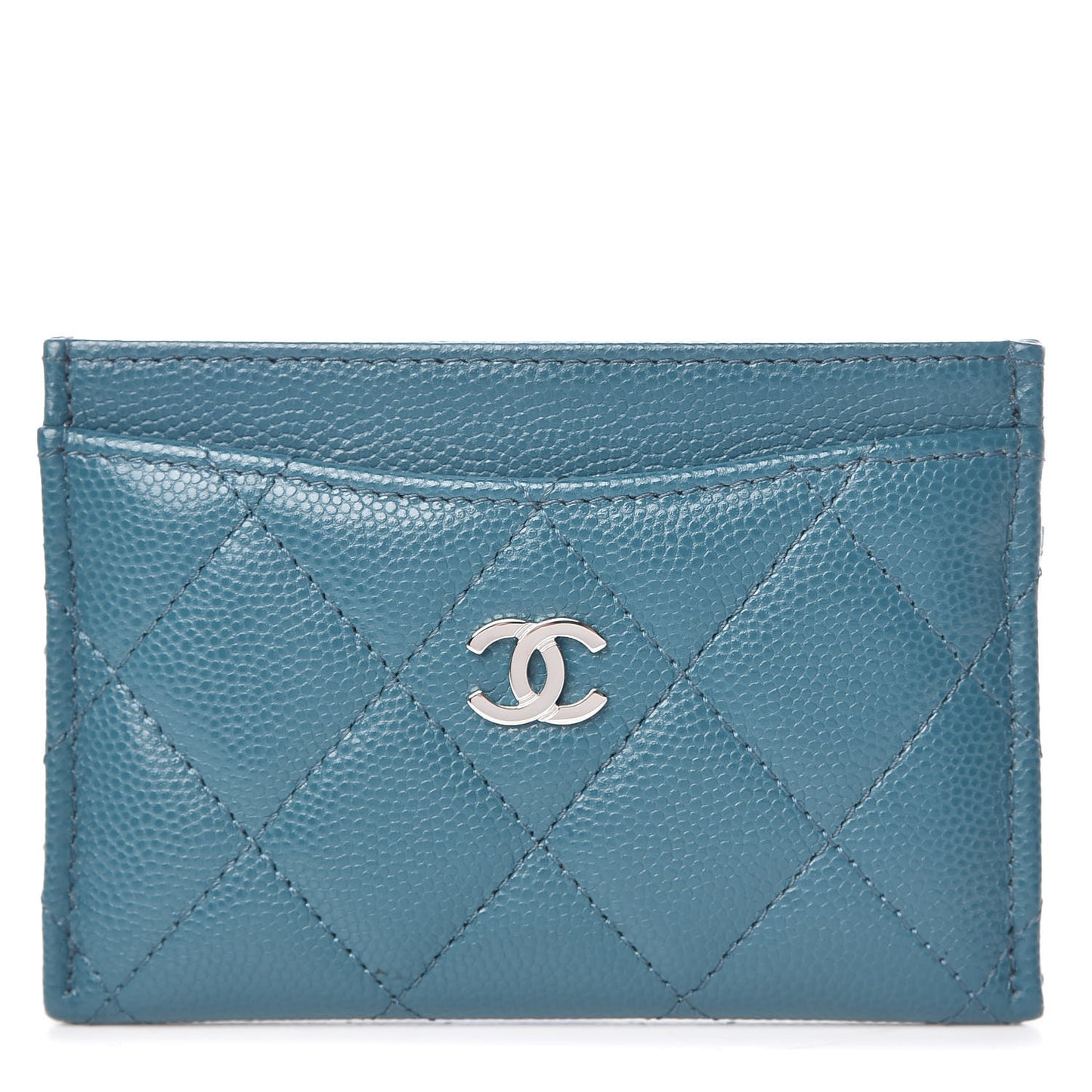 Caviar Quilted Card Holder Dark Turquoise