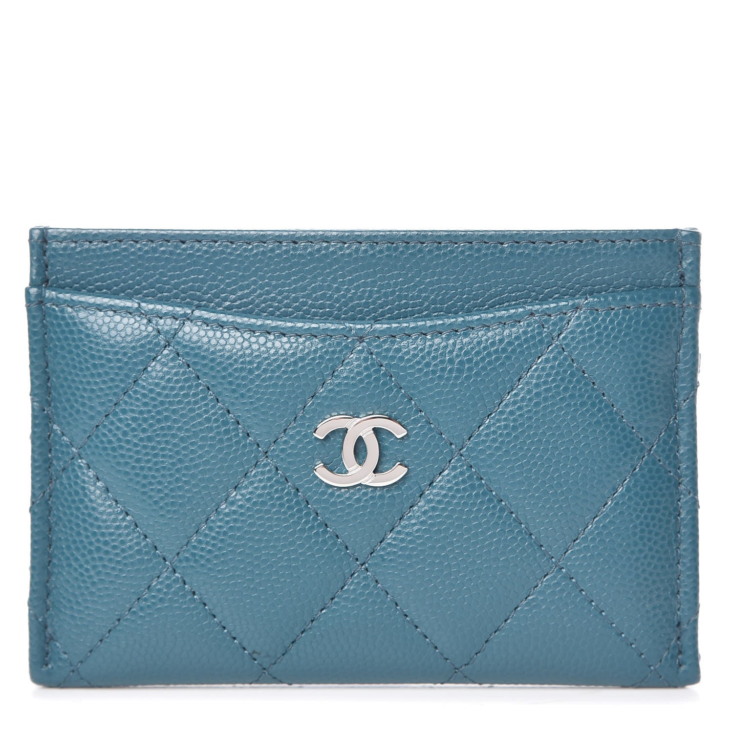 Chanel Caviar Quilted Card Holder Dark Turquoise 1 of 9
