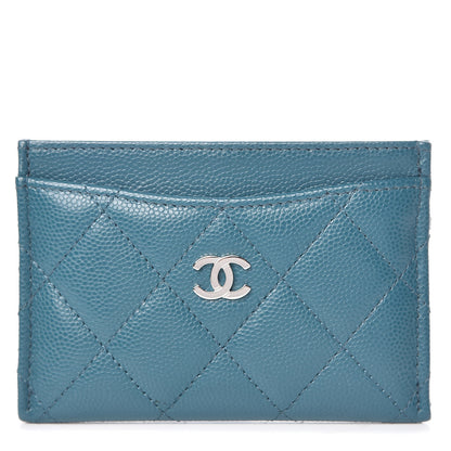 Chanel Caviar Quilted Card Holder Dark Turquoise 1 of 9