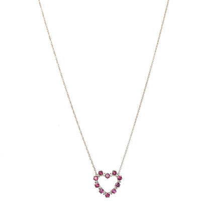 Tiffany 18K Yellow Gold Diamond Ruby Heart Pendant Necklace 1 of 6