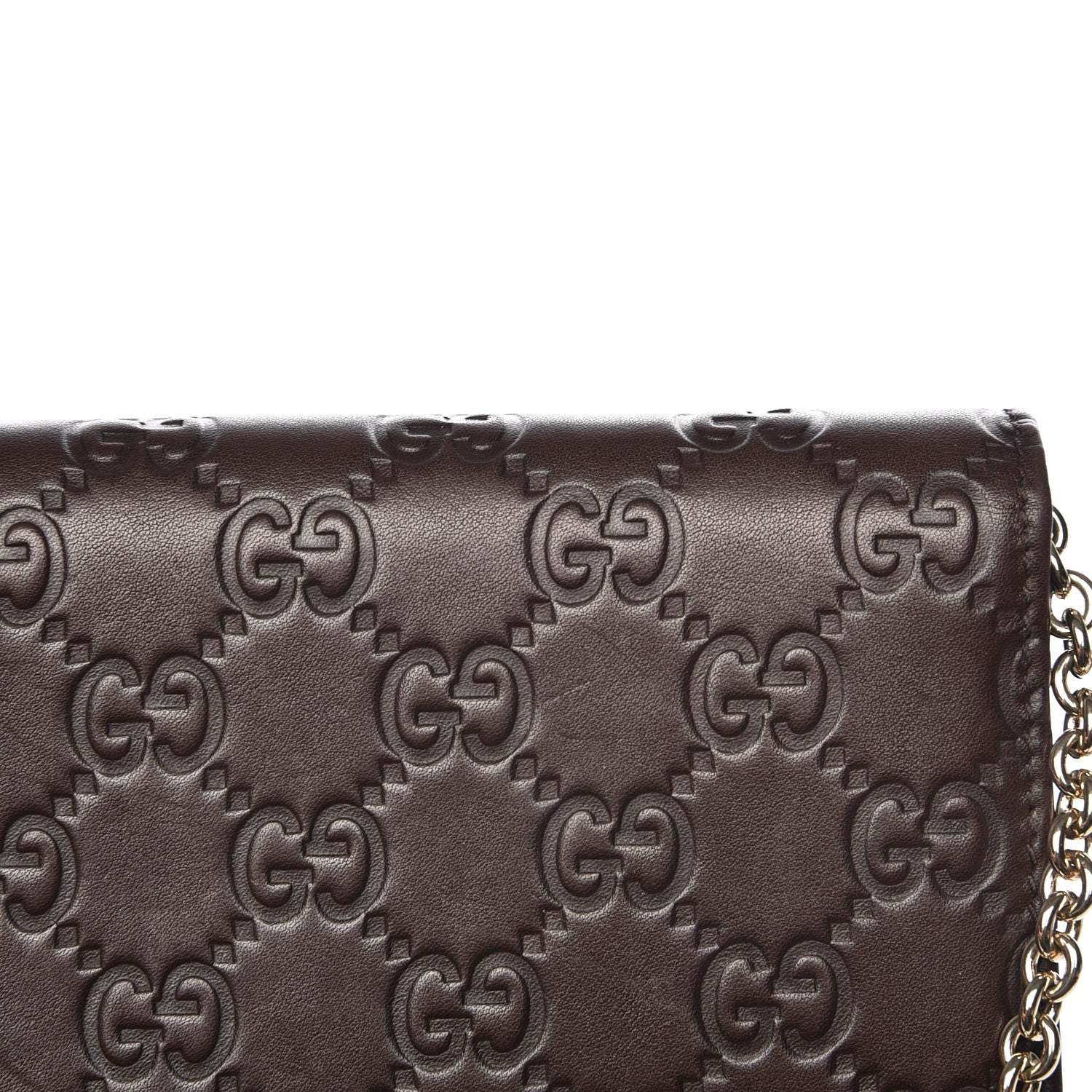Gucci Guccissima Margaux Calfskin Metal Bar Chain Wallet Chocolate 9 of 9