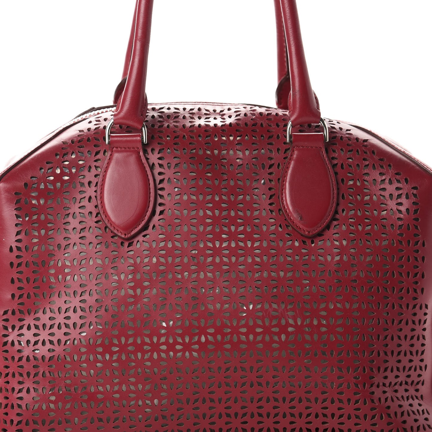 Calfskin Lux Laser Cut Tote Red