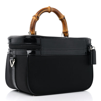 Gucci Canvas Patent Calfskin Bamboo Cosmetic Case Black 4 of 13