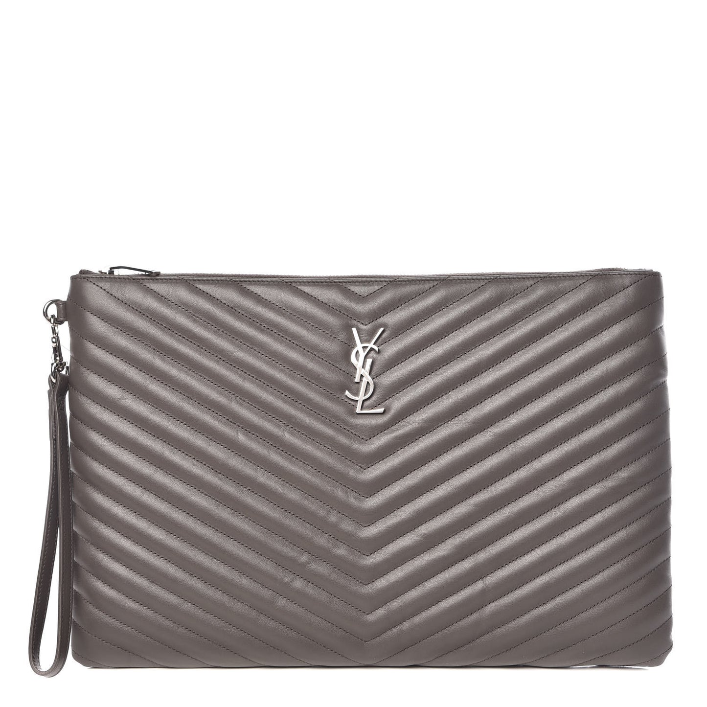 Calfskin Matelasse Chevron Cassandre Monogram Document Holder Earth