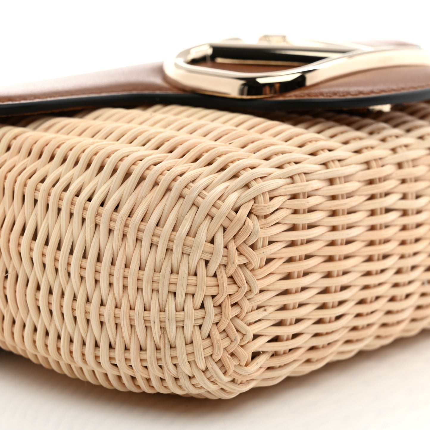 Wicker Calfskin Vlogo Small Loco Shoulder Bag Natural