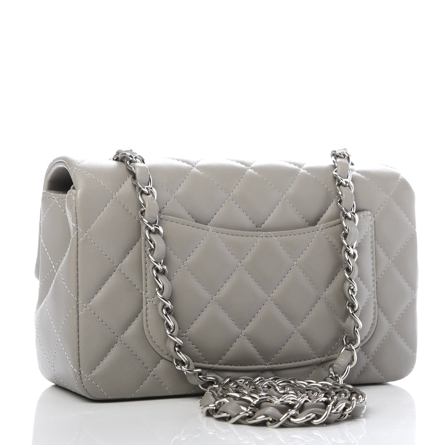 Chanel Lambskin Quilted Mini Rectangular Flap Grey 2 of 9