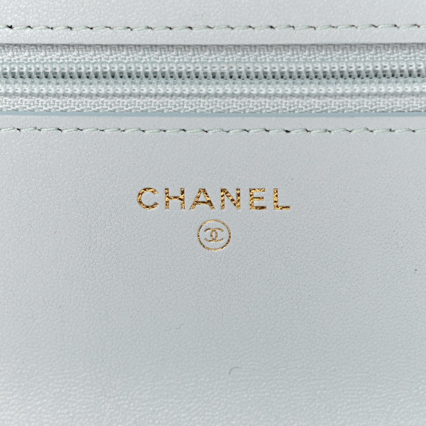 Lambskin Quilted Chanel 19 Wallet On Chain WOC Light Blue