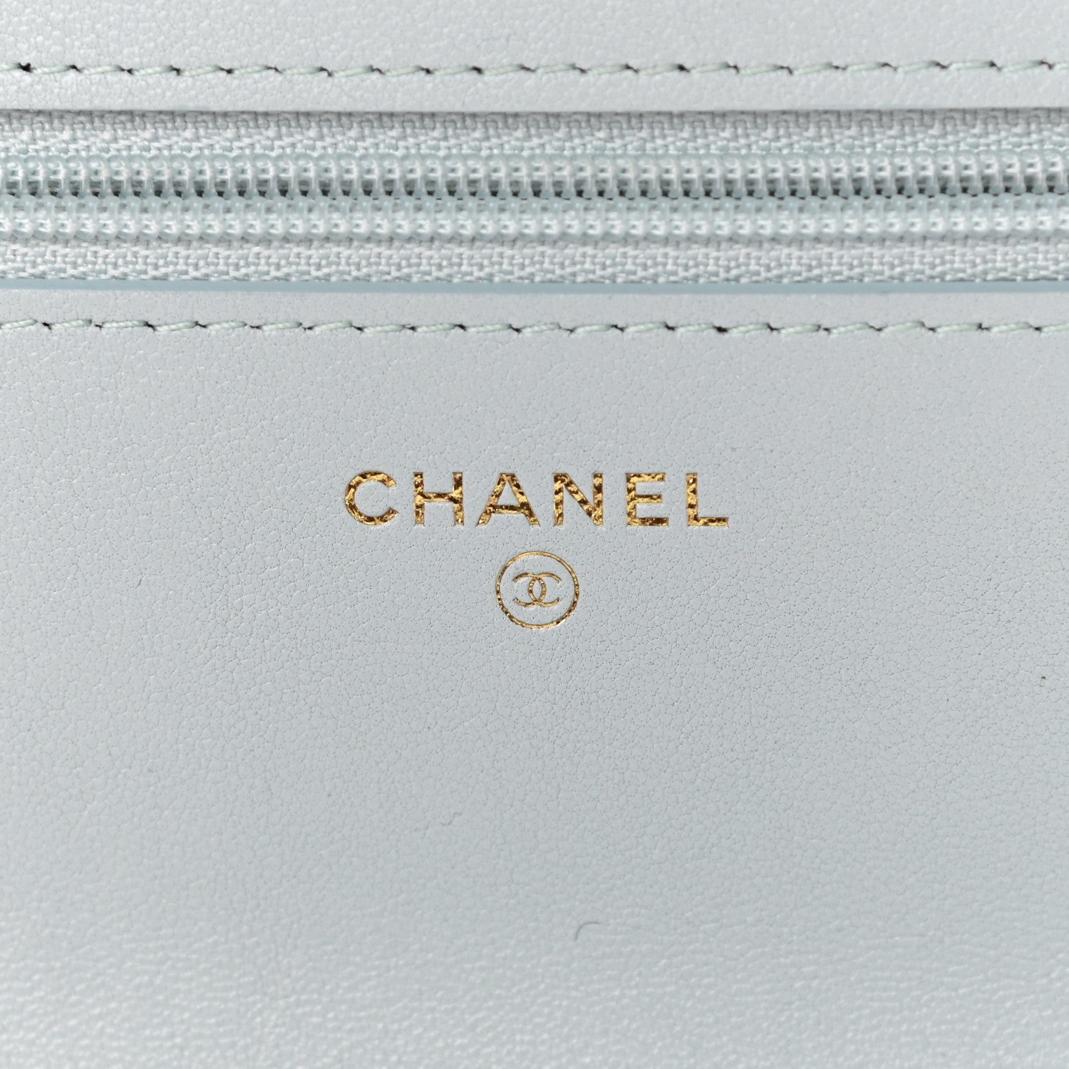 Chanel Lambskin Quilted Chanel 19 Wallet On Chain WOC Light Blue 6 of 12