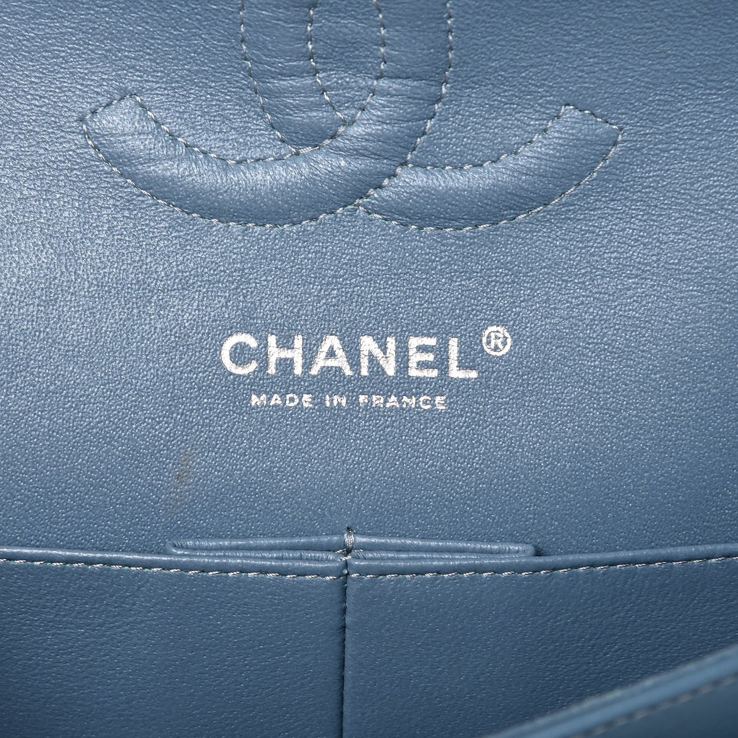 Patent Calfskin Quilted Medium Double Flap Turquoise