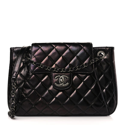 Chanel Glazed Calfskin Quilted Accordion Flap Black 1 of 9