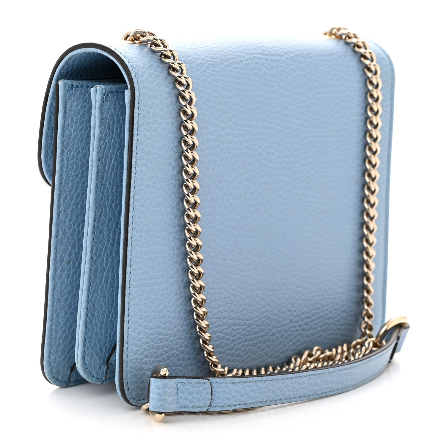 Gucci Dollar Calfskin Small Interlocking G Shoulder Bag Mineral Blue 3 of 10