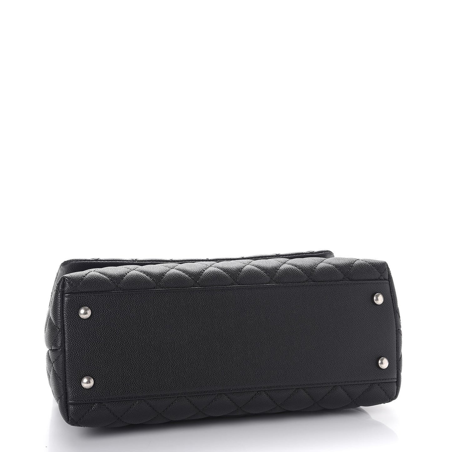 Caviar Lizard Quilted Small Coco Handle Flap Black