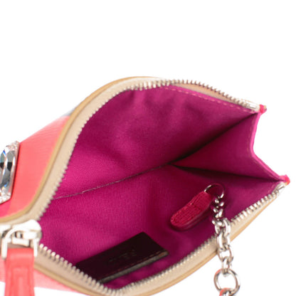 Fendi Saffiano Crystal Eye Monster Coin Pouch Key Case Bellini Multicolor 5 of 7