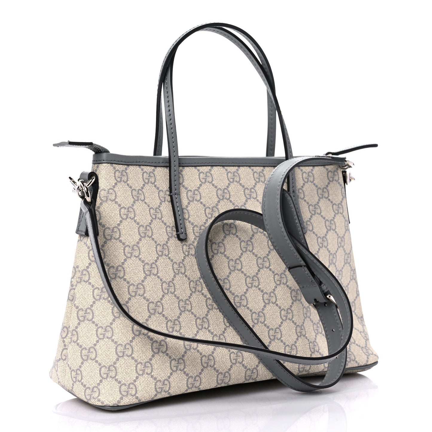 GG Supreme Monogram Small Zippered Tote Ecru Grigio