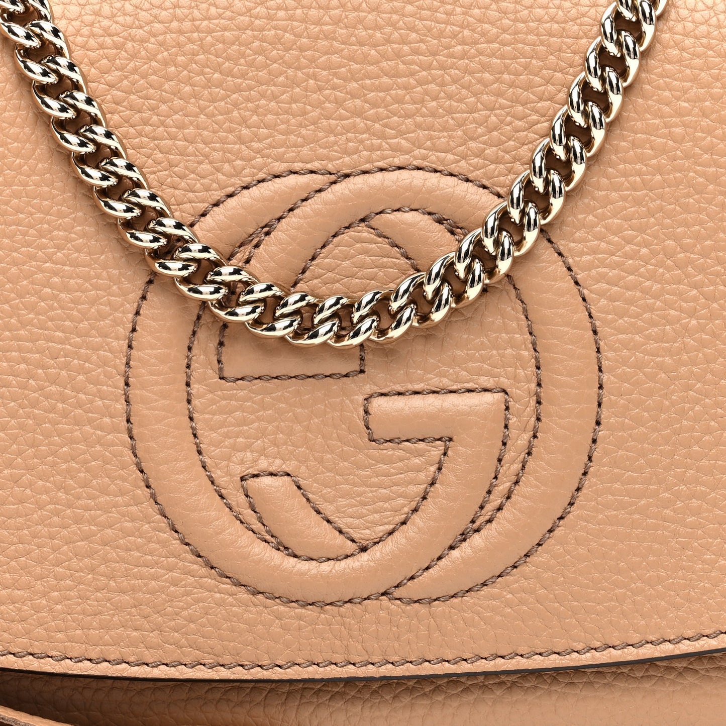 Pebbled Calfskin Medium Soho Flap Crossbody Camelia