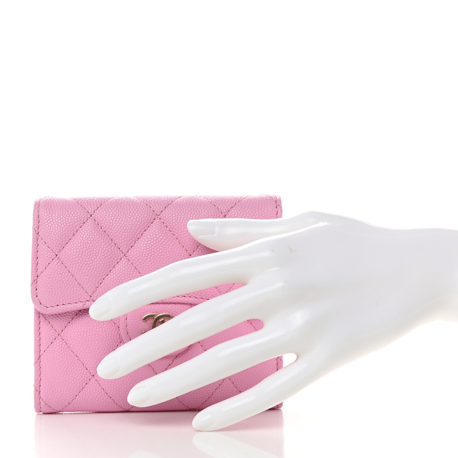 Chanel Caviar Quilted Compact Flap Wallet Pink 2 of 9