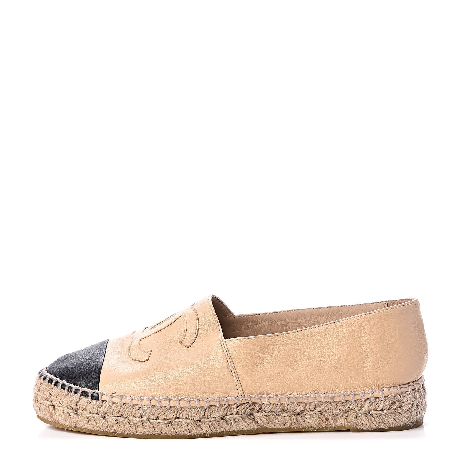Chanel Lambskin CC Espadrilles 39 Beige Black 1 of 13