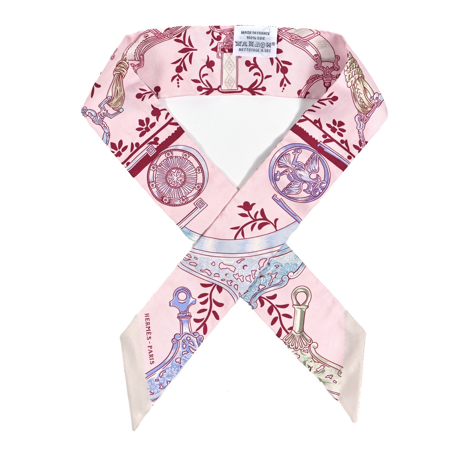 Hermes Silk Etriers Remix Twilly Rose Pale Bordeaux 1 of 4
