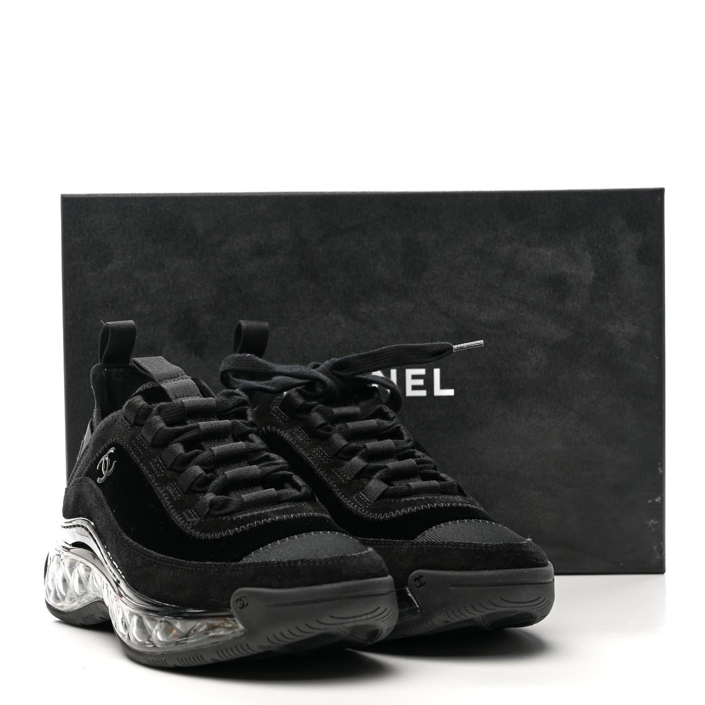 Suede Calfskin Velvet Grosgrain CC Sneakers 35.5 Black
