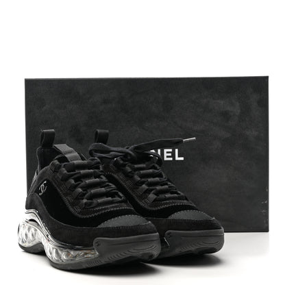 Chanel Suede Calfskin Velvet Grosgrain CC Sneakers 35.5 Black 9 of 9