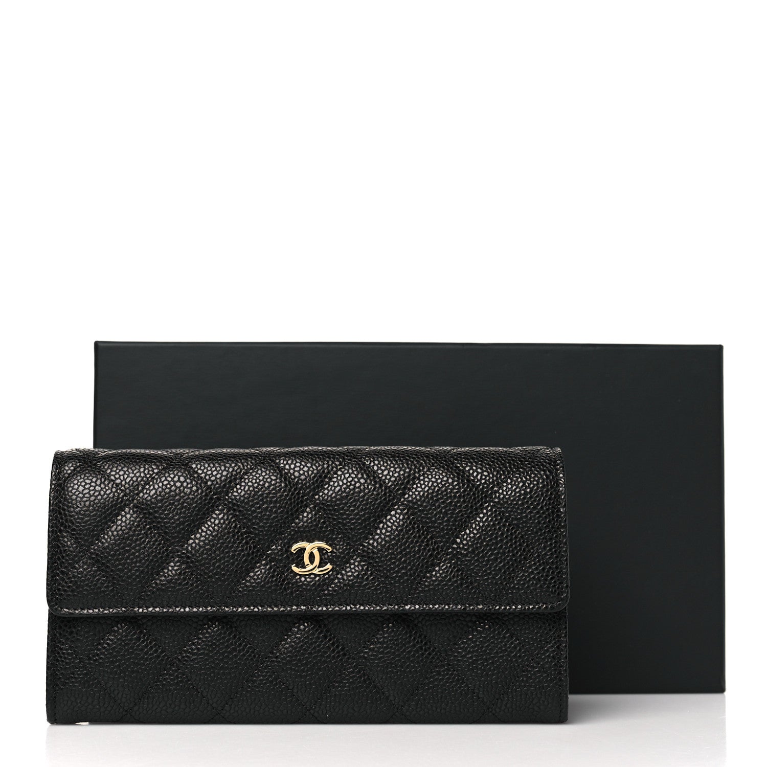 Chanel Caviar Quilted Large Gusset Flap Wallet Black 10 of 10