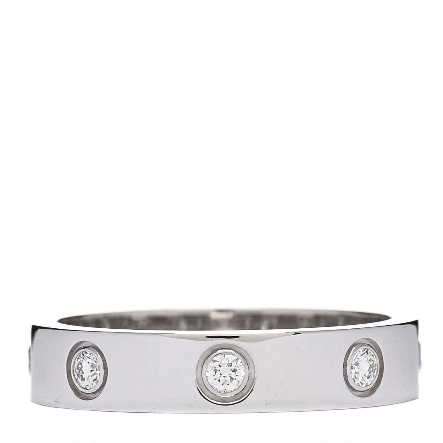 18K White Gold 8 Diamond 4mm Wedding Band LOVE Ring 52 6