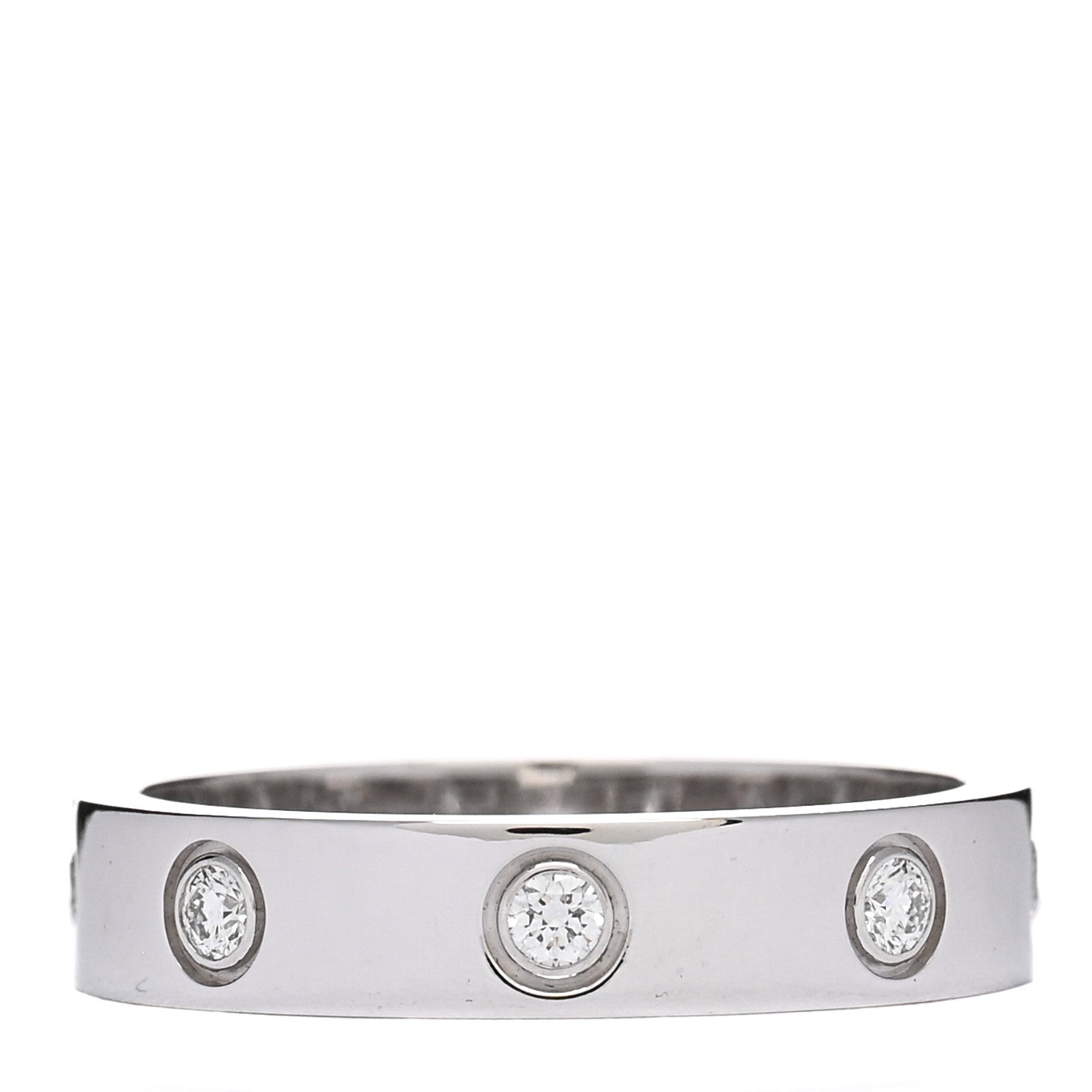 Cartier 18K White Gold 8 Diamond 4mm Wedding Band LOVE Ring 52 6 1 of 4