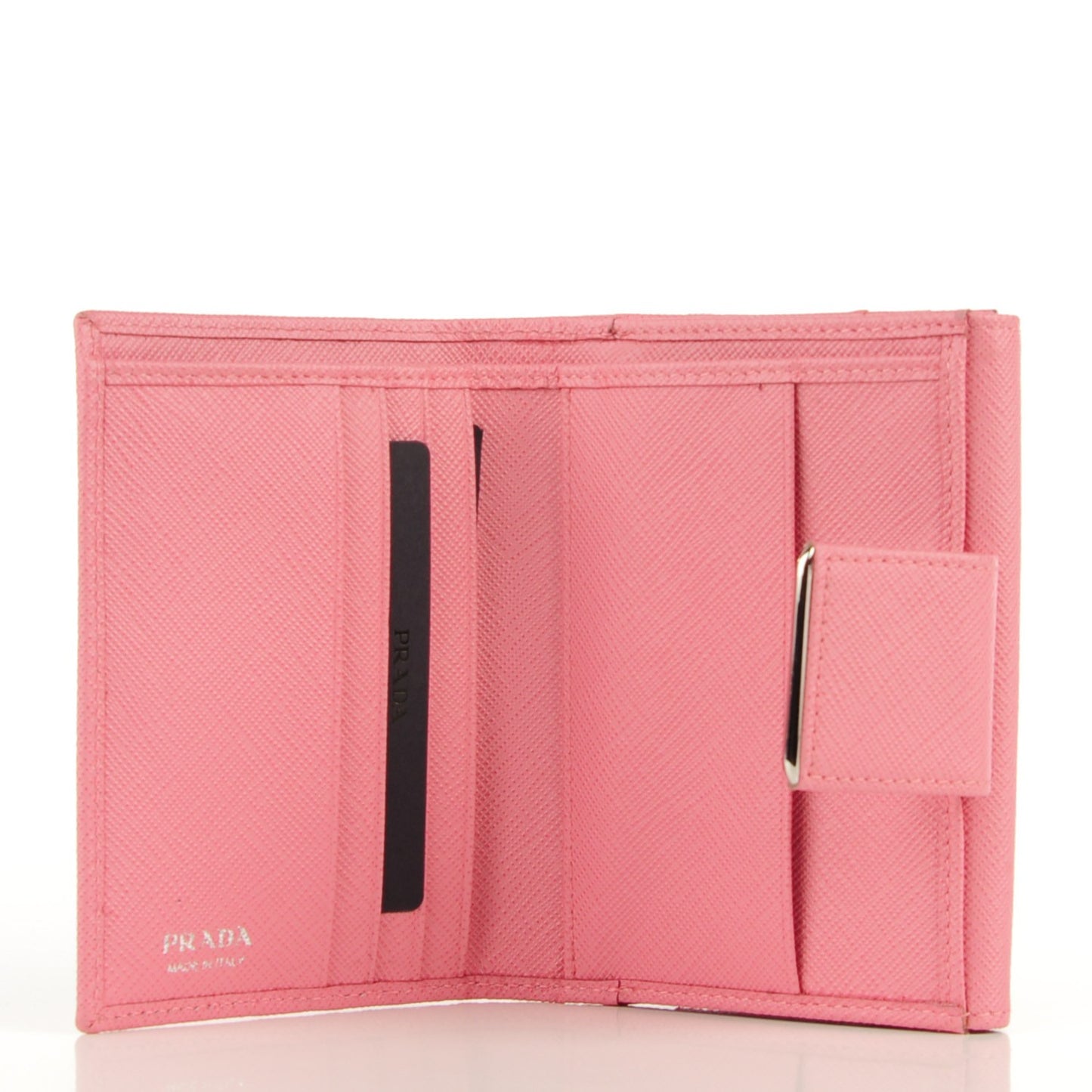 Saffiano Compact Metal Bar Flap Wallet Petalo