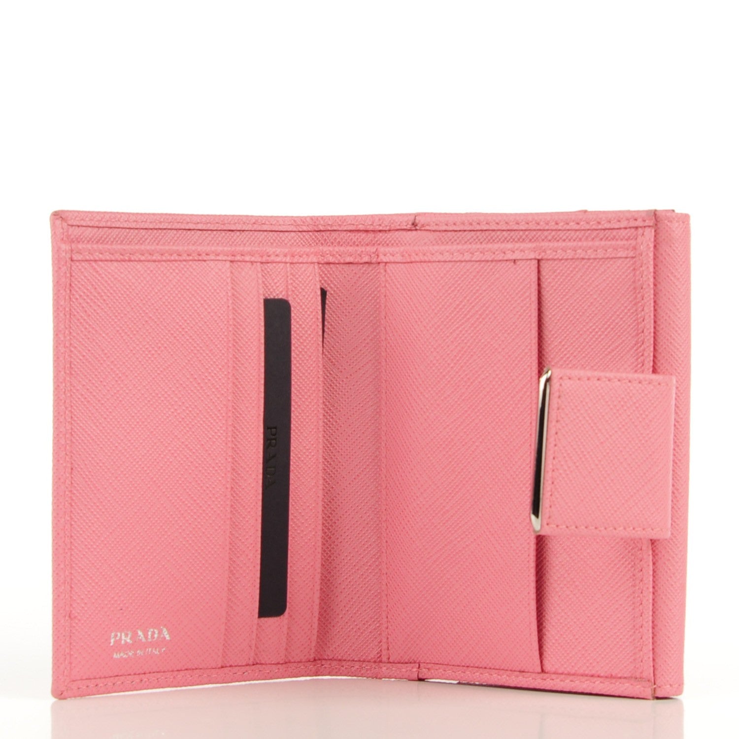 Prada Saffiano Compact Metal Bar Flap Wallet Petalo 5 of 8