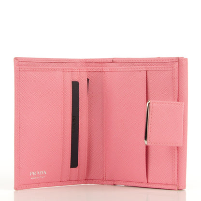 Prada Saffiano Compact Metal Bar Flap Wallet Petalo 5 of 8