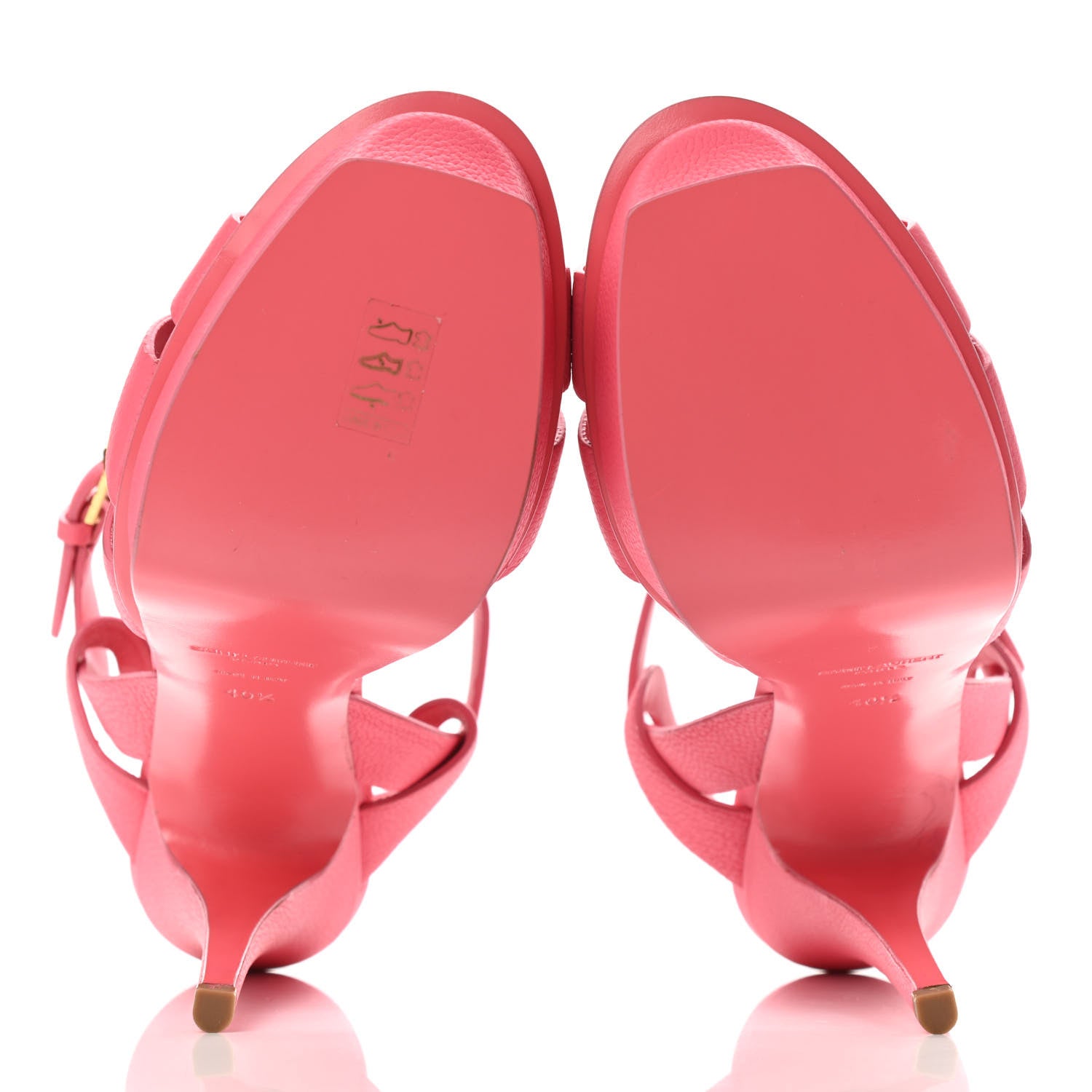 Saint Laurent Grained Calfskin Tribute 105 Platform Sandals 40.5 Rose Clair 5 of 7