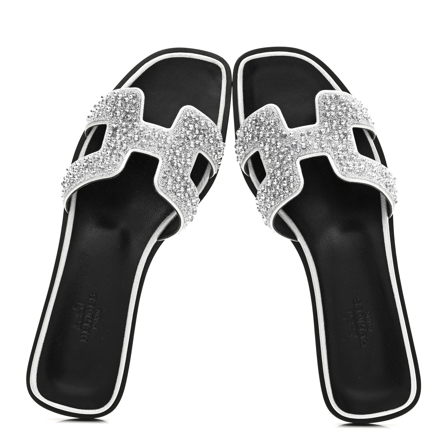 Velvet Goatskin Crystal Beads Oran Sandals 37 Gris Argente