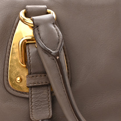 Prada Soft Calf Shopping Satchel Bag Bambu 12 of 14