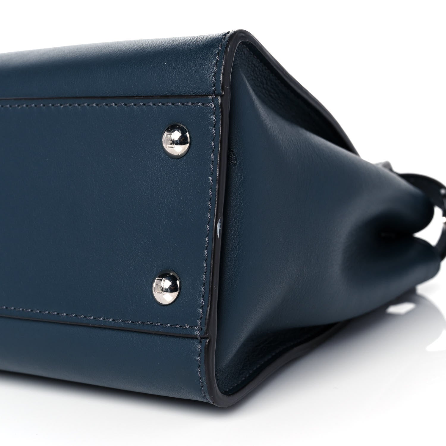 Fendi Vitello Seta Shiny Nappa Elaphe Medium Peekaboo Iconic Satchel Notturno Natural 8 of 8