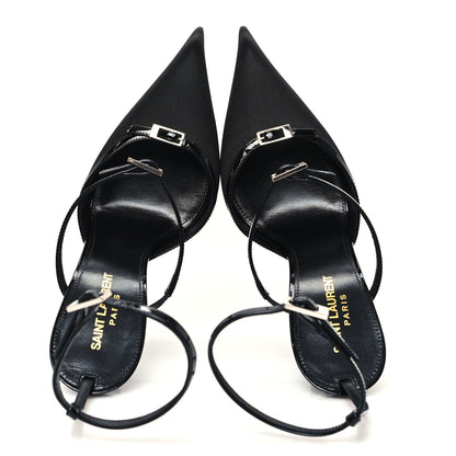 Saint Laurent Crepe Satin Jones 110 Strap Pumps 39 Black 2 of 10