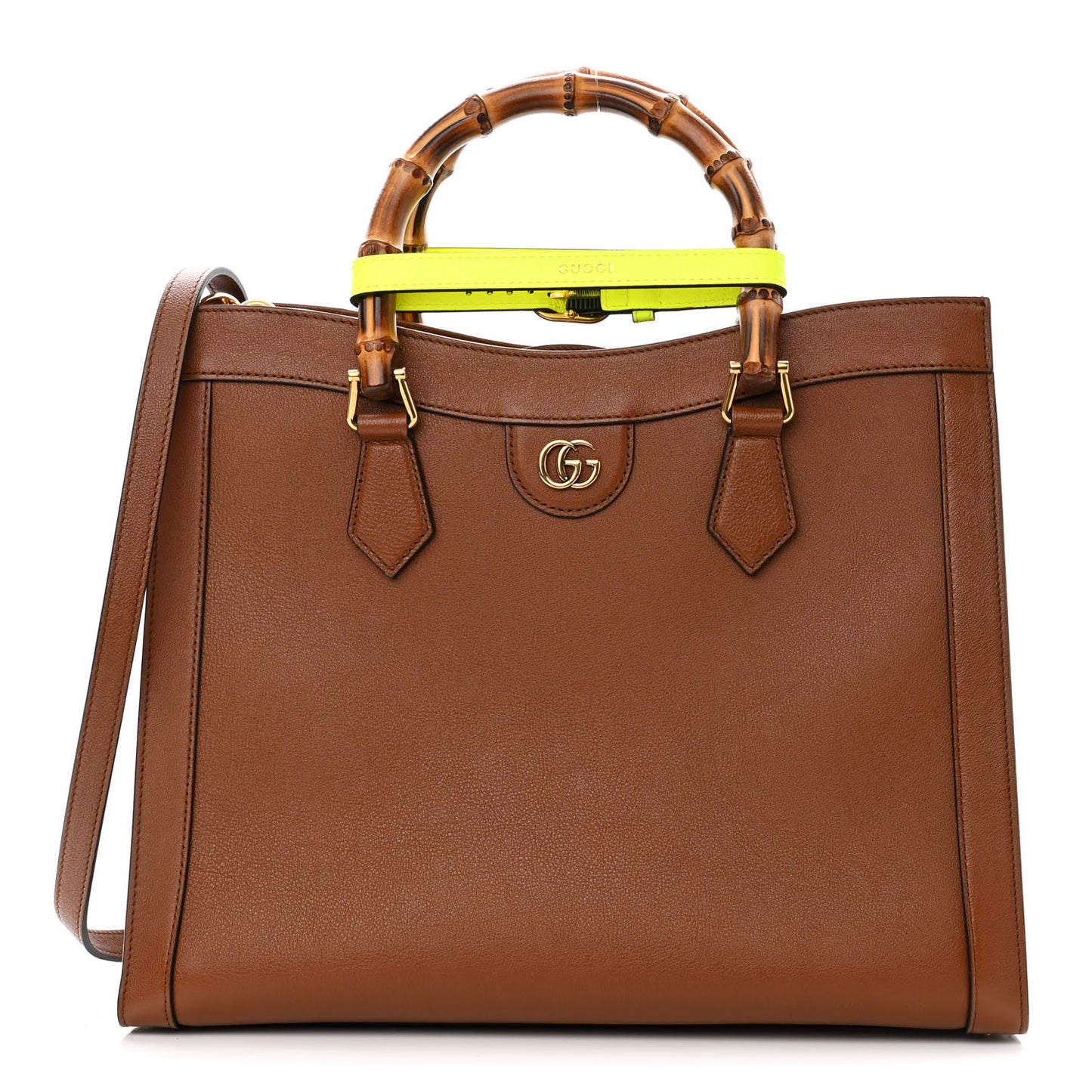 Wonka Grain Calfskin Medium Diana Tote Bag Cuir Yellow Fluo