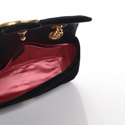 Gucci Velvet Matelasse Mini GG Marmont Shoulder Bag Black 5 of 8