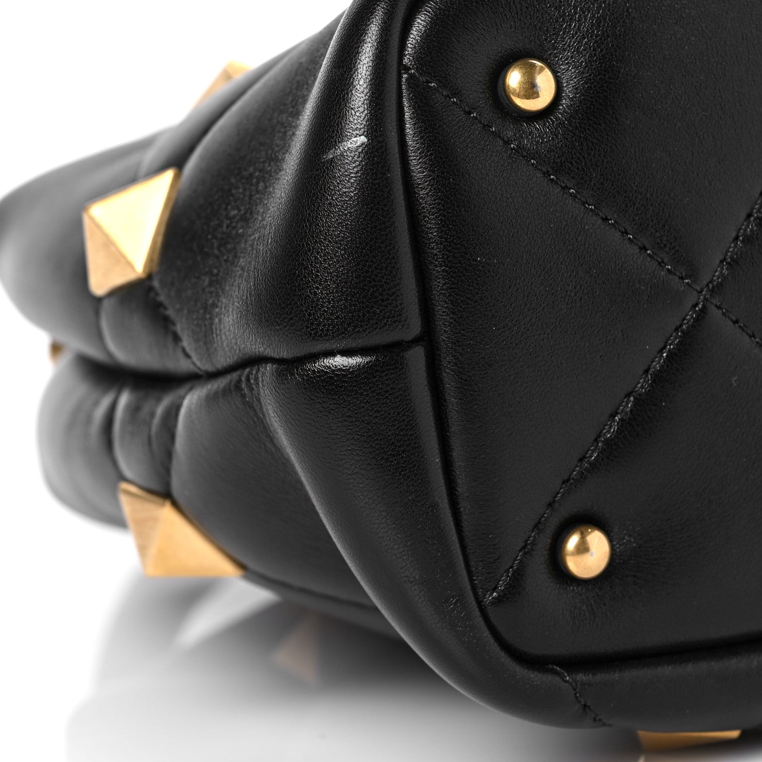 Valentino Garavani Nappa Small Roman Stud The Handle Bag Black 7 of 8