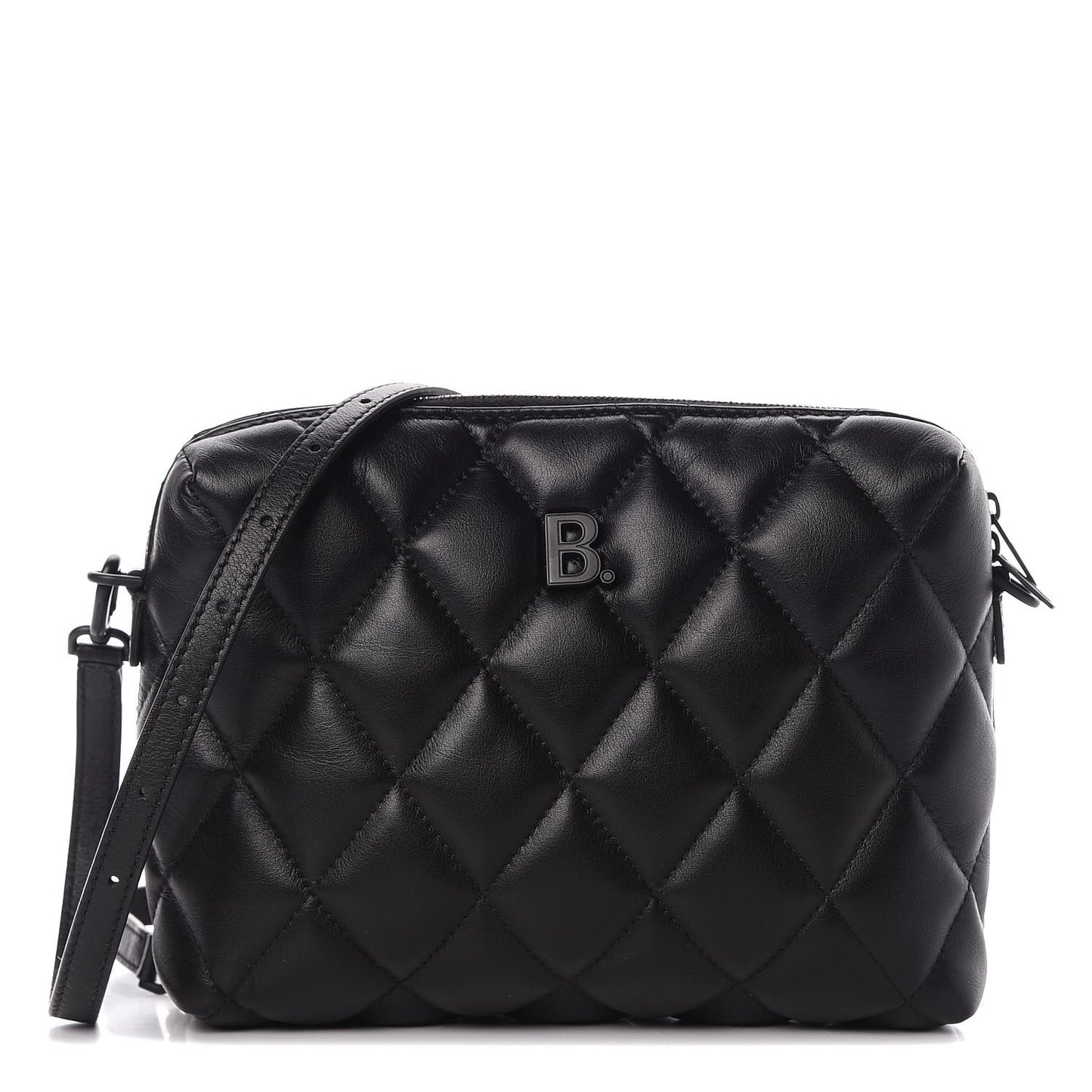 Nappa Calfskin Quilted Touch B Camera Shoulder Bag Black