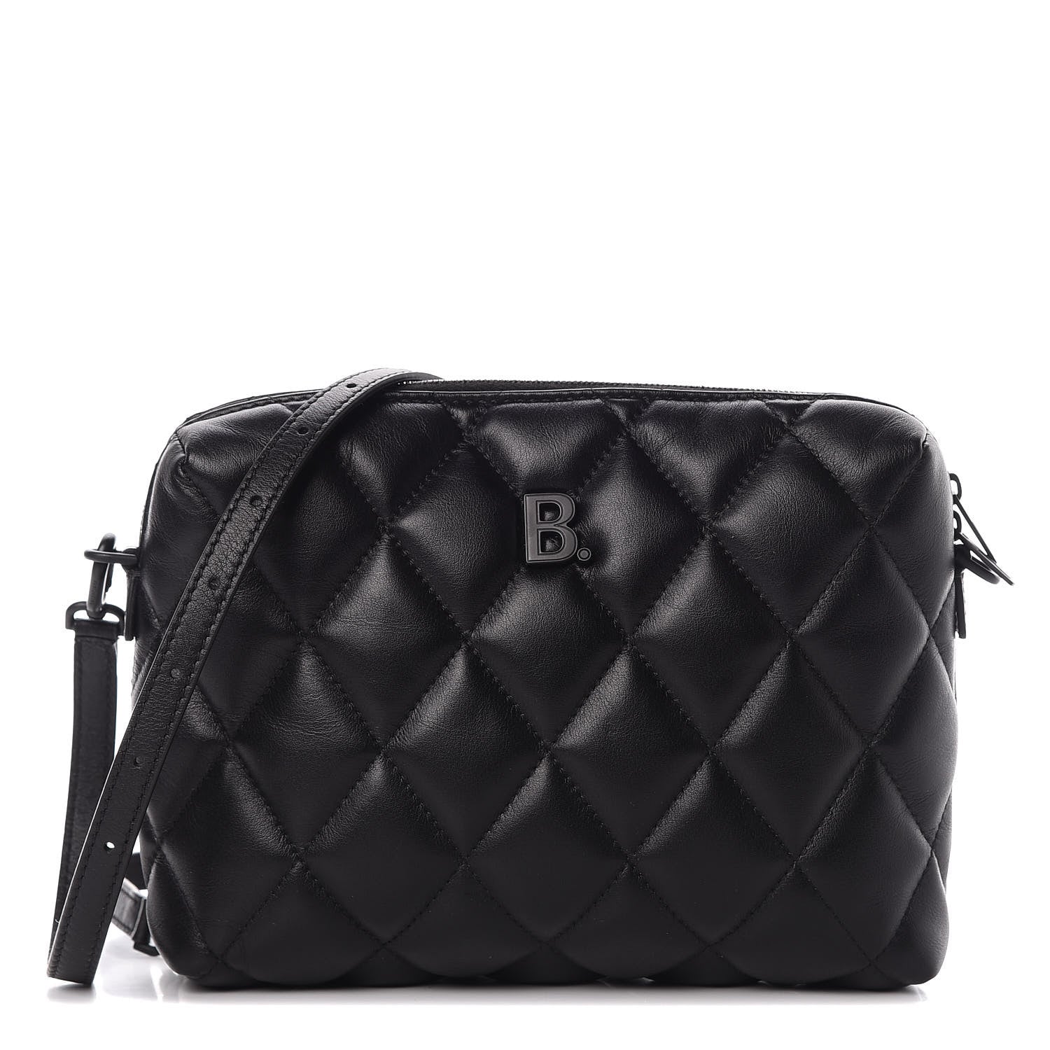 Balenciaga Nappa Calfskin Quilted Touch B Camera Shoulder Bag Black 1 of 10