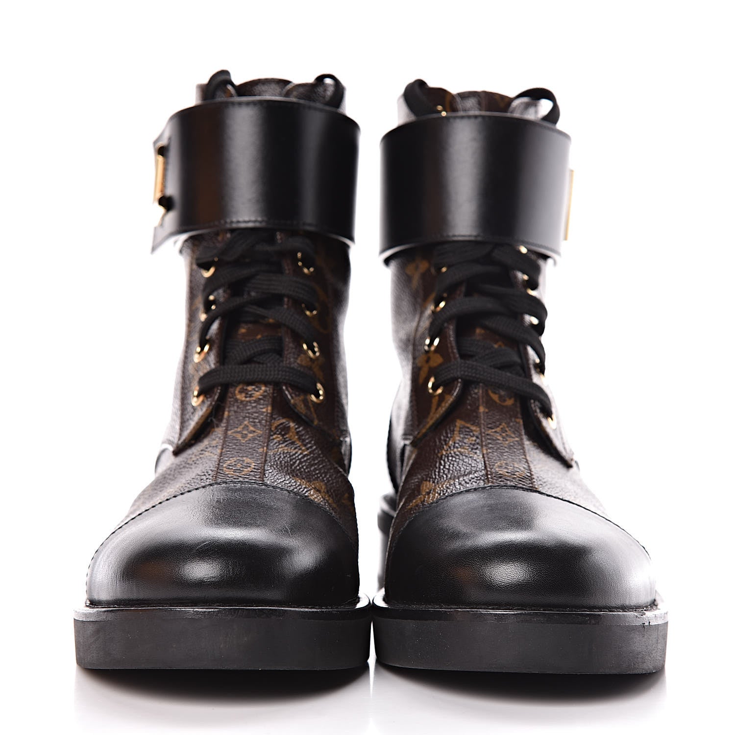 Louis Vuitton Calfskin Monogram Wonderland Flat Ranger Boots 38.5 Black 2 of 8