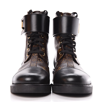 Louis Vuitton Calfskin Monogram Wonderland Flat Ranger Boots 38.5 Black 2 of 8