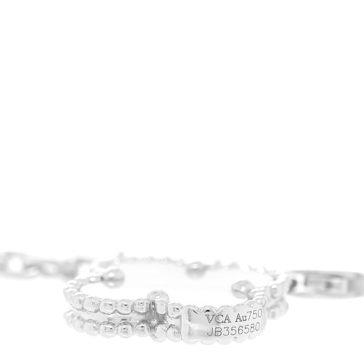 18K White Gold Chalcedony Mother of Pearl 5 Motifs Magic Alhambra Bracelet