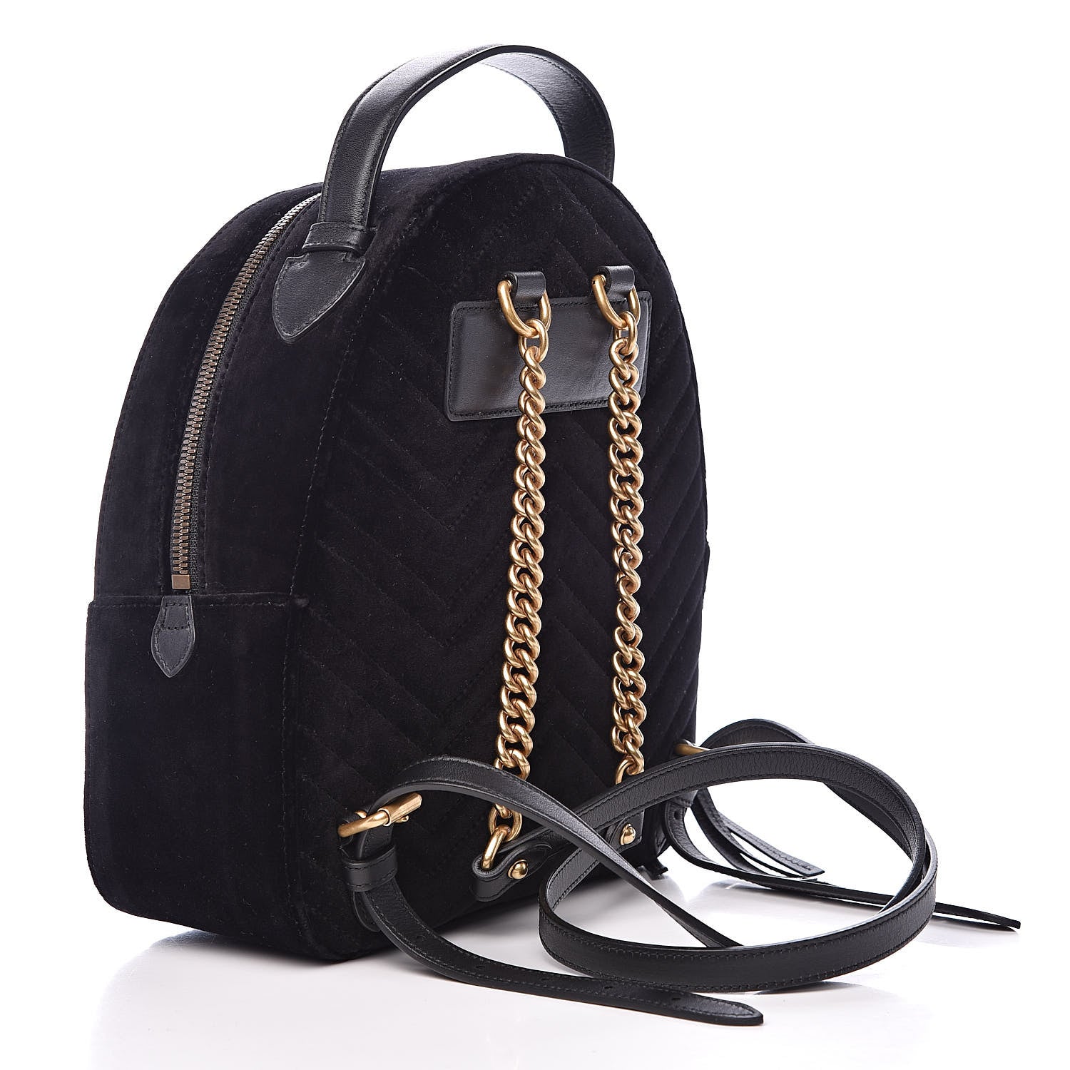 Gucci Velvet Matelasse GG Marmont Dome Backpack Black 3 of 10